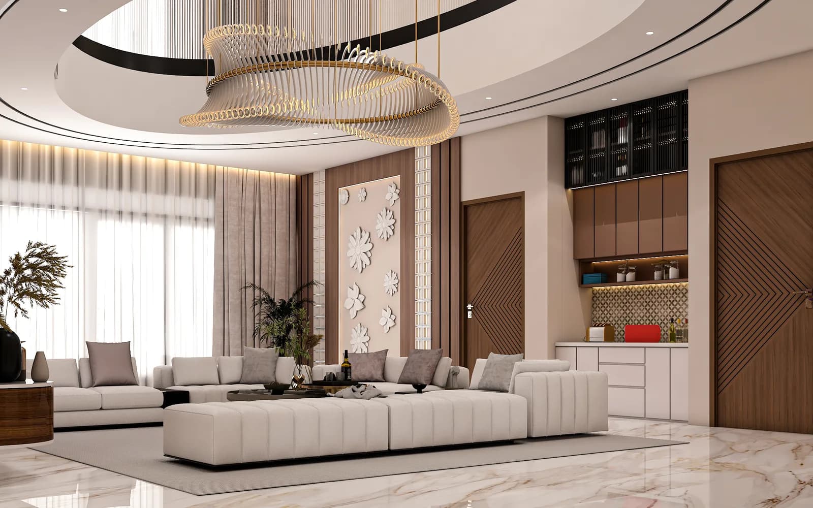 Living room of the Krish Residence, a full-home renovation in Jaipur