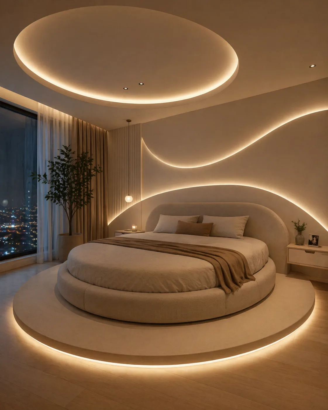 Guest bedroom concept with layered ambient lighting, Civil Lines, Jaipur