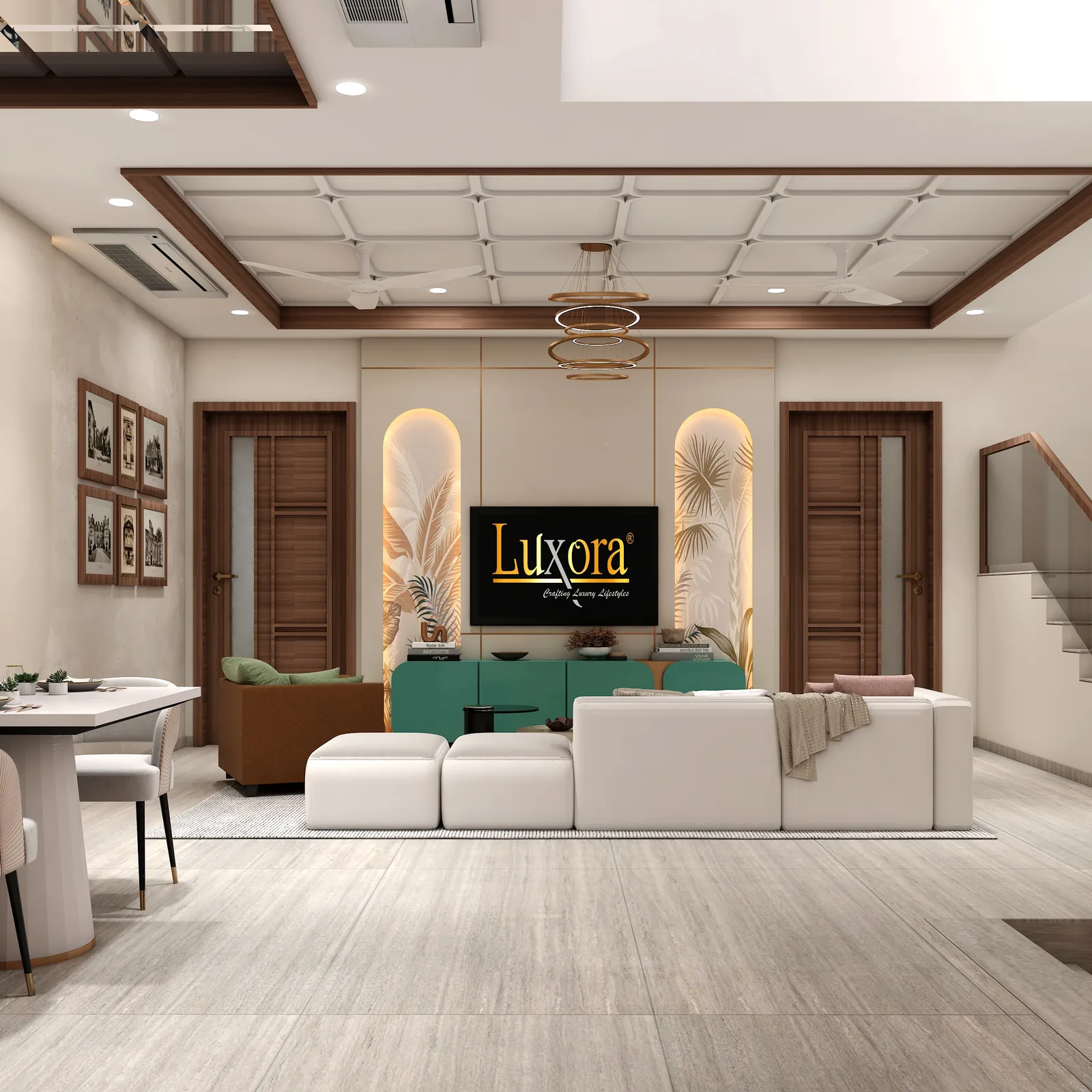 Living room designed by Luxora, Jaipur