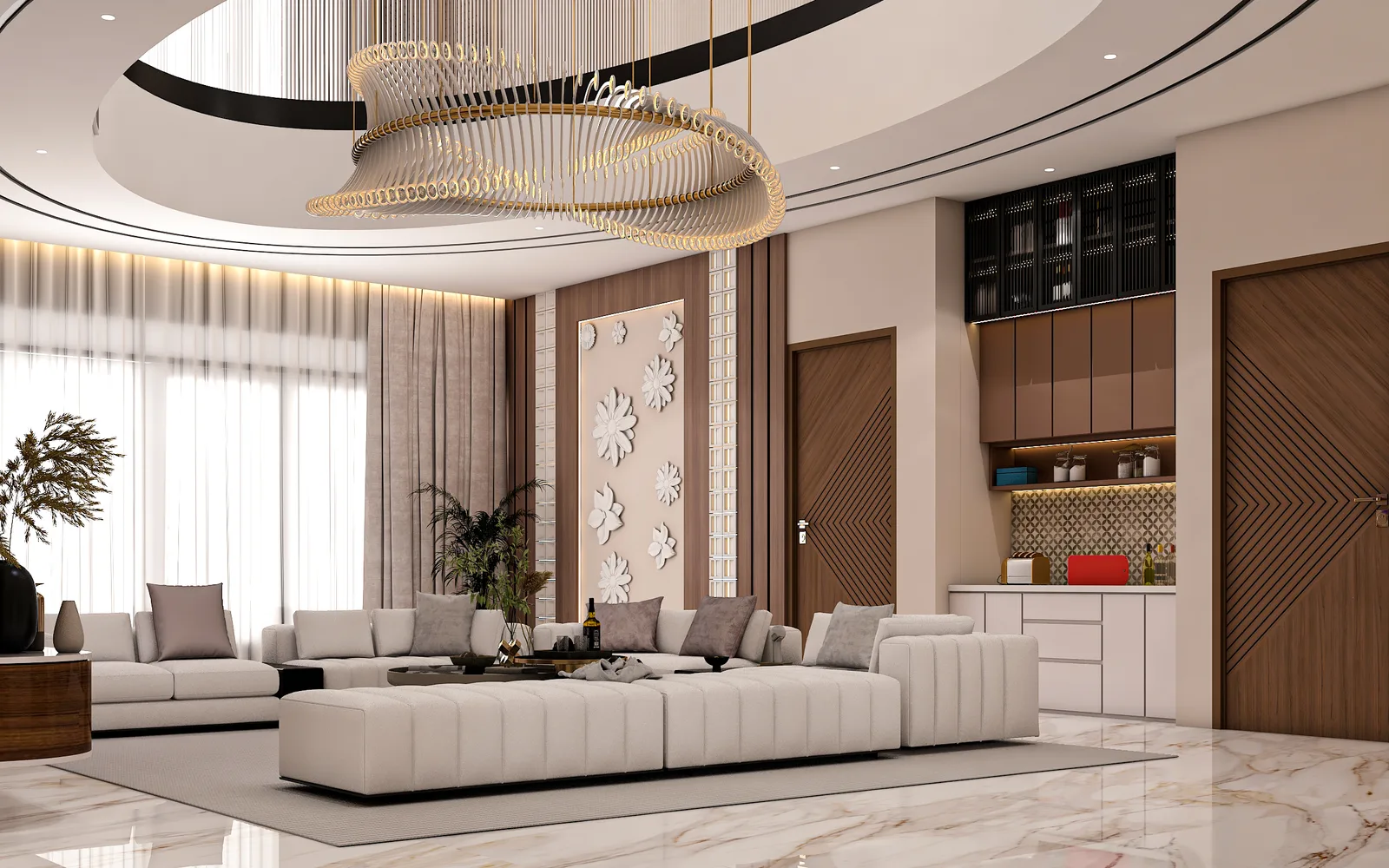 Living room of the Krish Residence, a full-home renovation in Jaipur