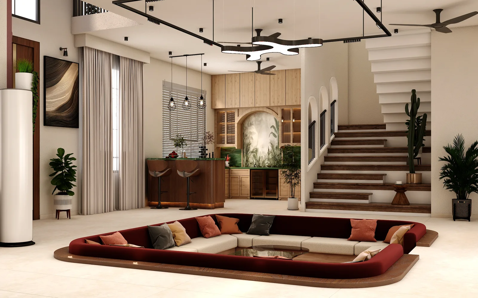 Fully styled luxury living room, ready for handover